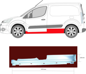 Instegspl�t 2-Drs V�nster in the group Body parts / Repair Panels / Repair Panel, Foot Board / Door Sill at  Professional Parts Sweden AB (0552001)