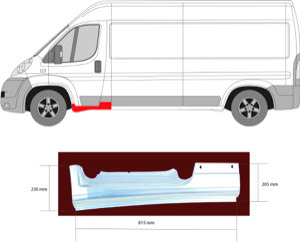 Instegspl�t V�nster Fram Ekonomipl�t in the group Body parts / Repair Panels / Repair Panel, Foot Board / Door Sill at  Professional Parts Sweden AB (2097041)