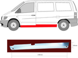 Instegspl�t Ekonomipl�t V�nster in the group Body parts / Repair Panels / Repair Panel, Foot Board / Door Sill at  Professional Parts Sweden AB (3541001)