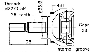 CV joint outer i gruppen Tillflligt dolda artiklar hos  Professional Parts Sweden AB (46432834)