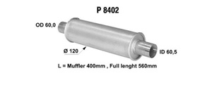 Universal muffler in the group  at  Professional Parts Sweden AB (P8402)