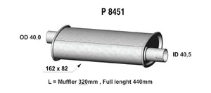 Universal muffler i gruppen Tillflligt dolda artiklar hos  Professional Parts Sweden AB (P8451)