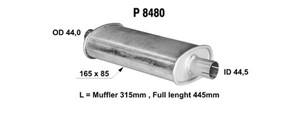 Universal muffler in the group  at  Professional Parts Sweden AB (P8480)