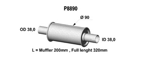 Universal muffler in the group  at  Professional Parts Sweden AB (P8890)