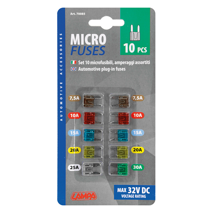 Set 10 assorted micro-blade fuses 12/32V